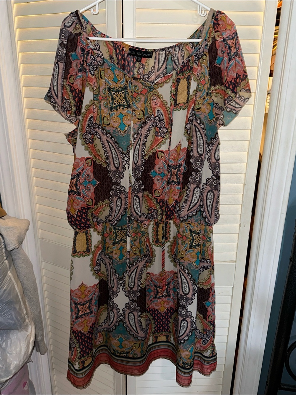 Mlle Gabrielle Multicolor Paisley & Geometric Print Top